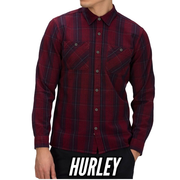 HURLEY Hendricks Flannel Red Large & XL Warm New - Picture 1 of 9